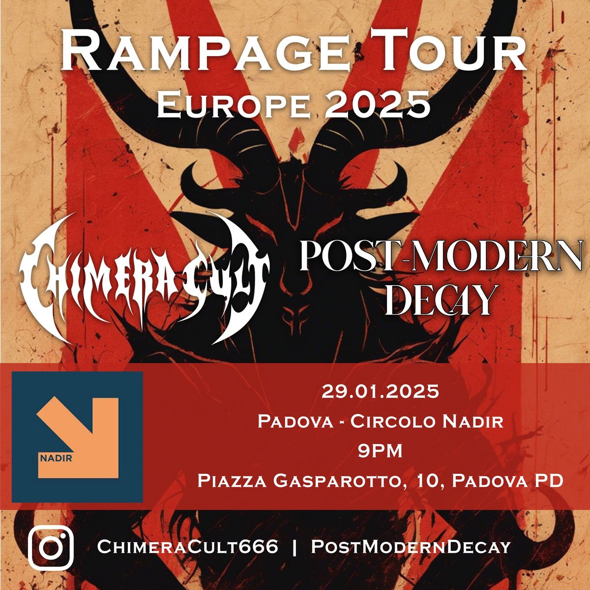 RAMPAGE TOUR \/\/ Live @ Circolo Nadir (PD) \/\/ Chimera Cult + Post-modern Decay