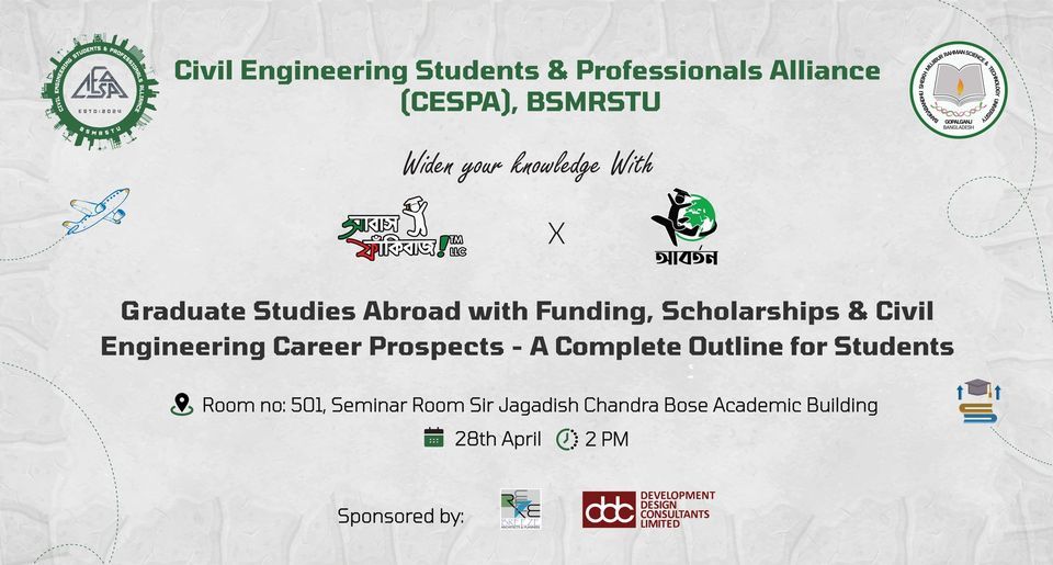 Graduate Studies Abroad with Funding , Scholarships & Civil Engineering Career Prospects" 