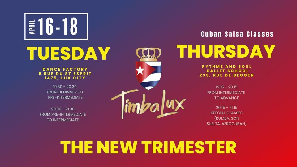 Timbalux New Trimester - Cuban Salsa Classes!