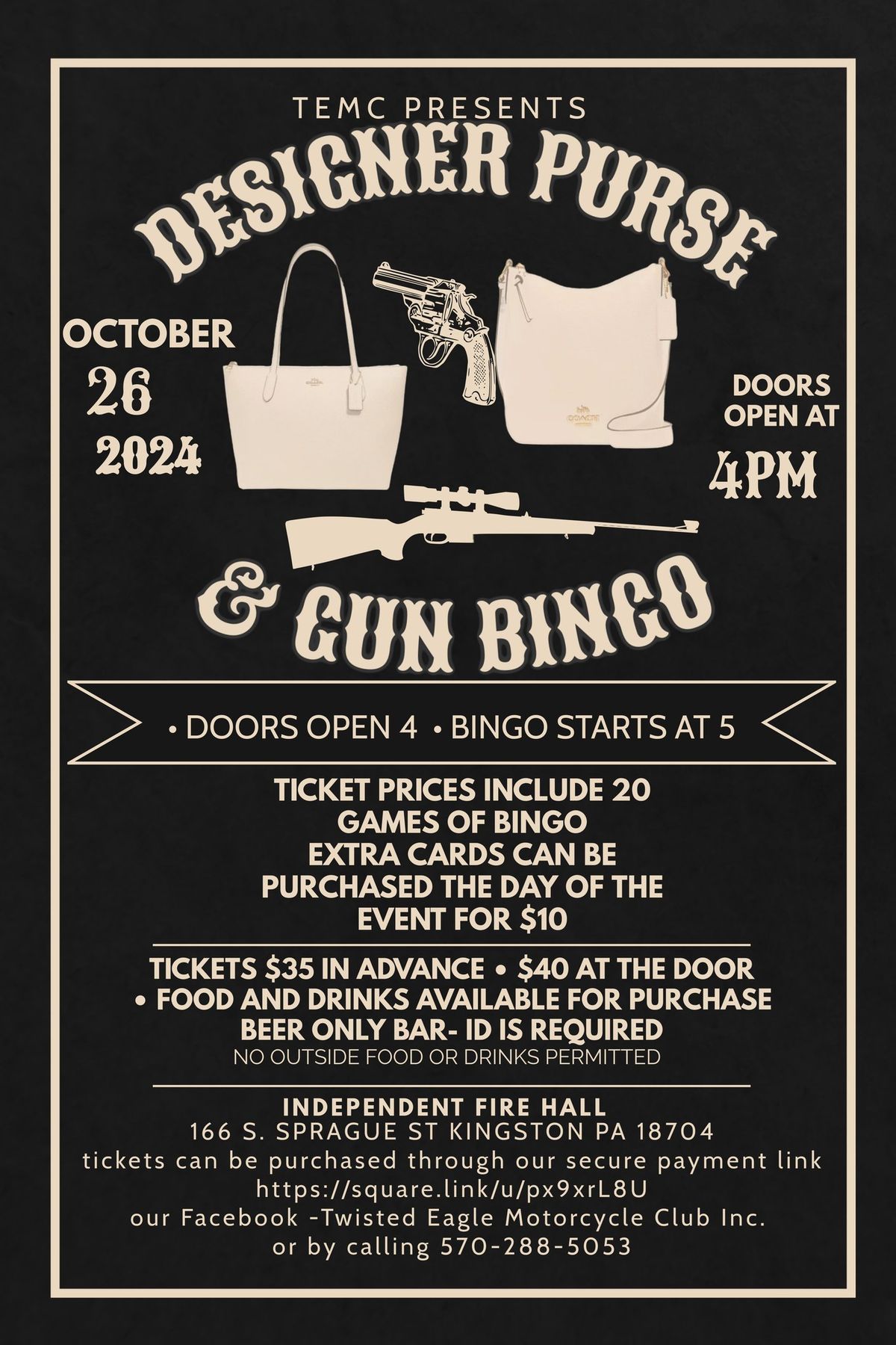 DESIGNER PURSE & GUN BINGO