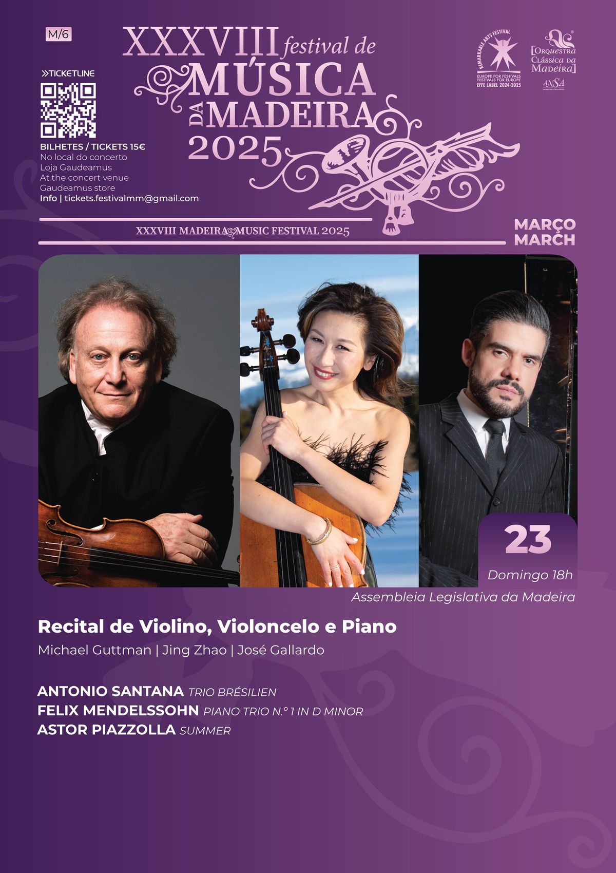 RECITAL DE VIOLINO, VIOLONCELO E PIANO