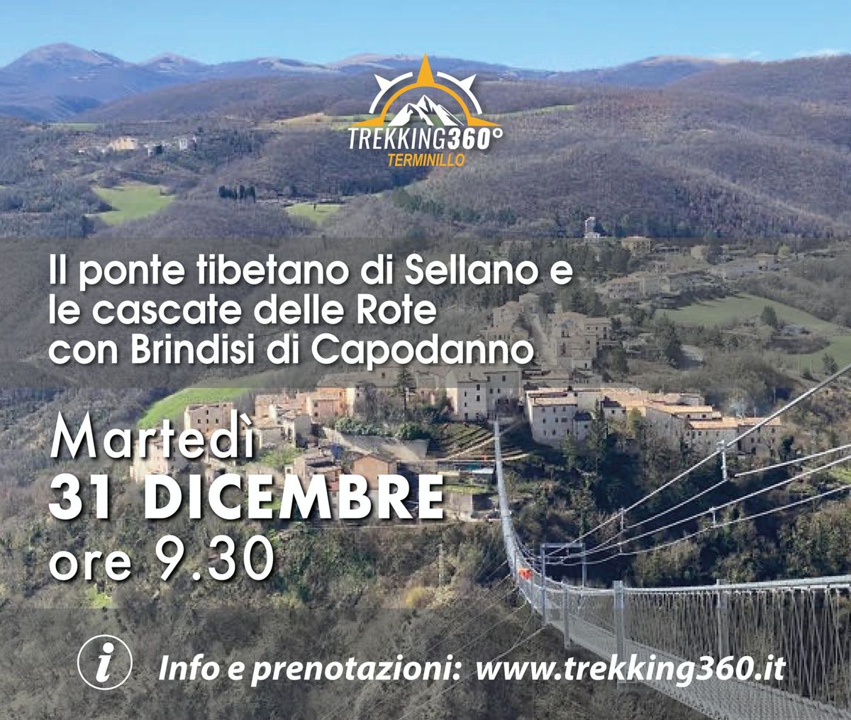 Il ponte tibetano di Sellano con brindisi di Capodanno