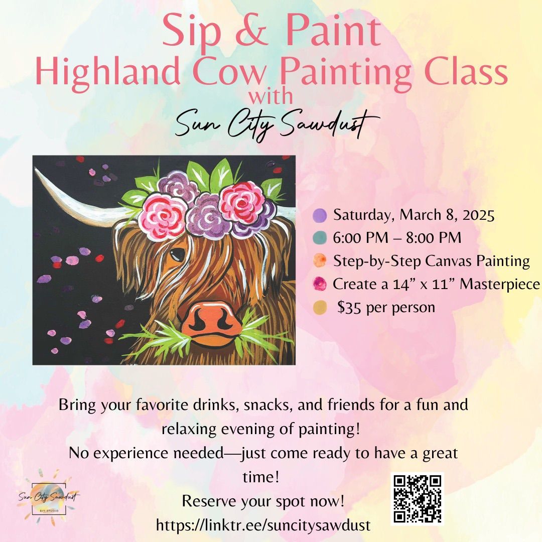 Highland Cow Canvas Painting Class