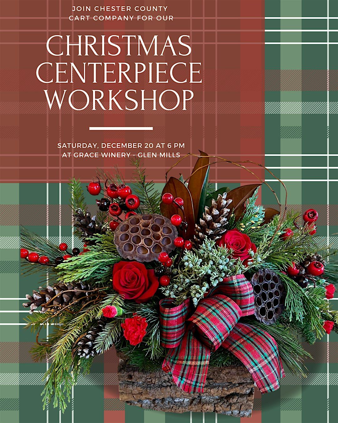 Christmas Centerpiece Workshop at Grace Winery in Glen Mills, PA