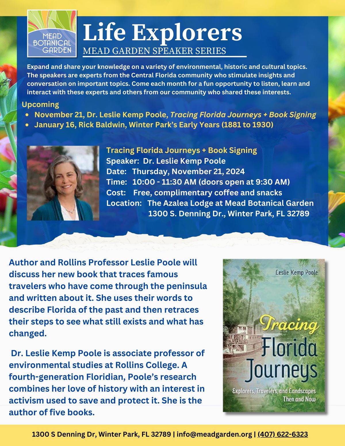 Life Explorers Speaker Series: "Tracing Florida Journeys\u201d + Book Signing