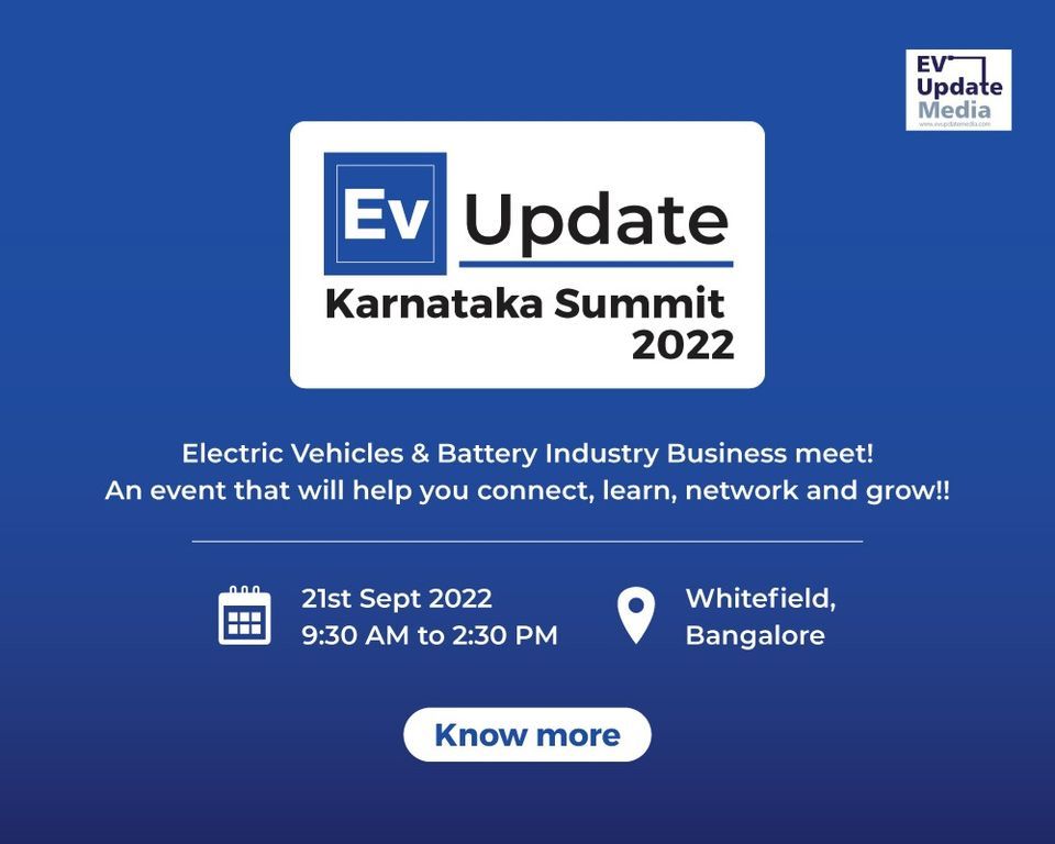 EV Update Karnataka Summit 2022, Bangalore, India, 21 September 2022