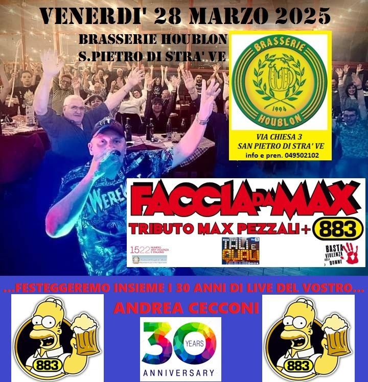 Faccia da Max-Tributo 883&Pezzali@Brasserie Houblon Stra' VE