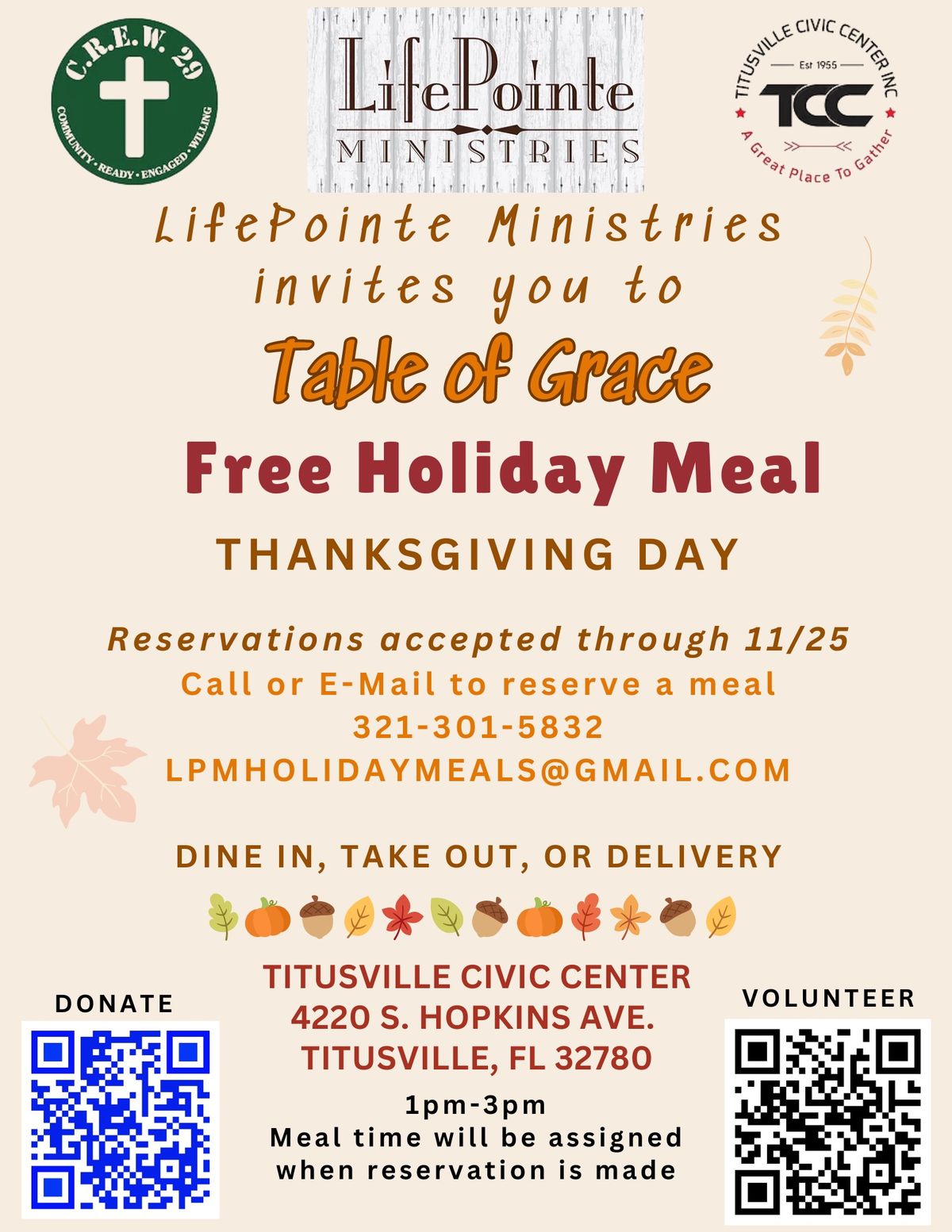 Table of Grace - Free Holiday Meal