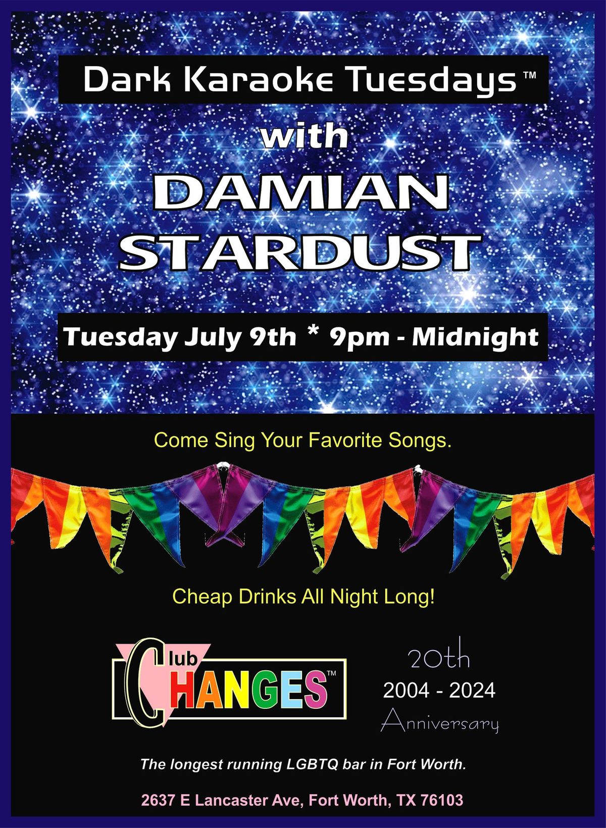 Dark Karaoke Tuesdays (with Damian Stardust)