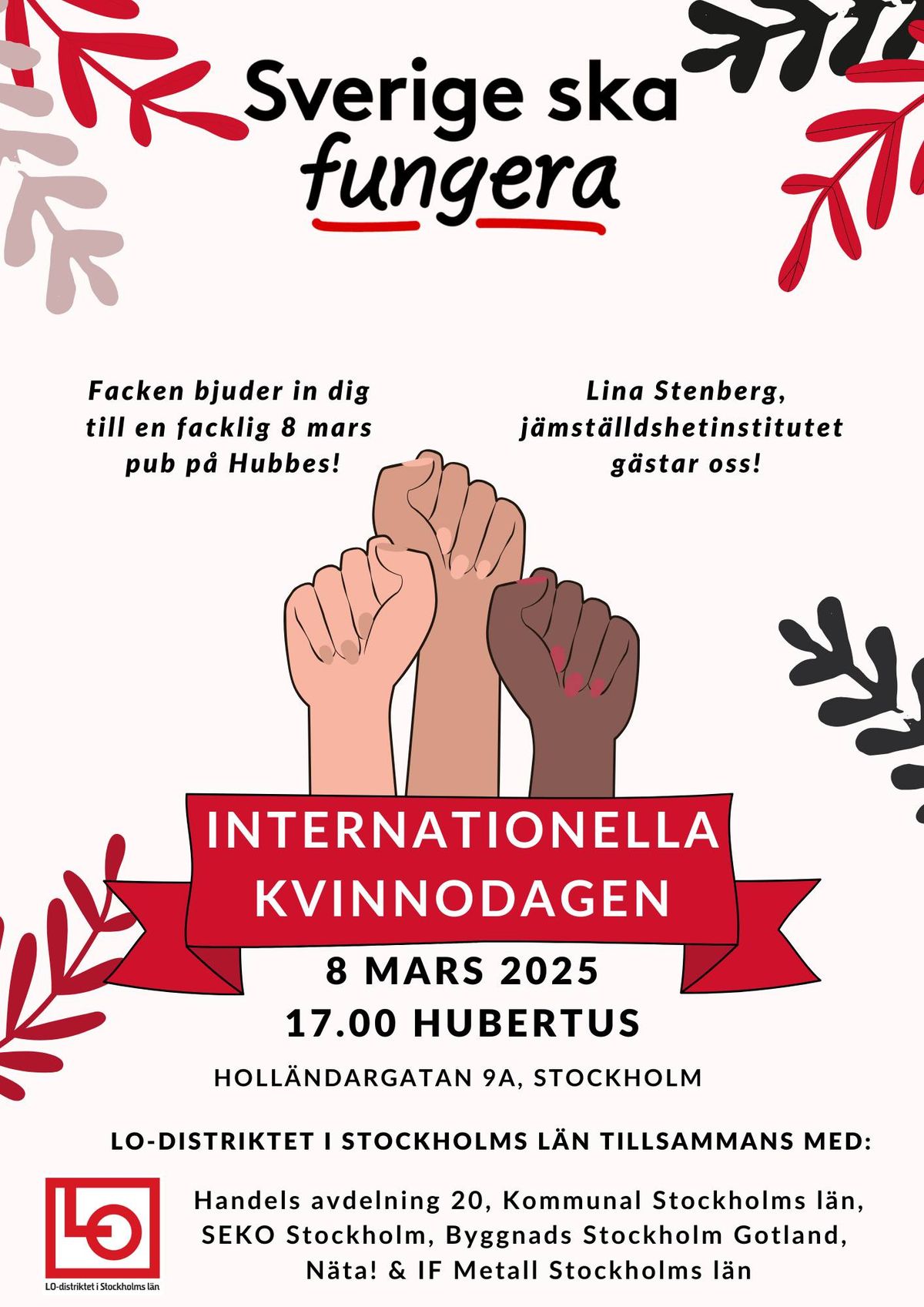 Internationella kvinnodagen - facklig pub p\u00e5 8 mars!