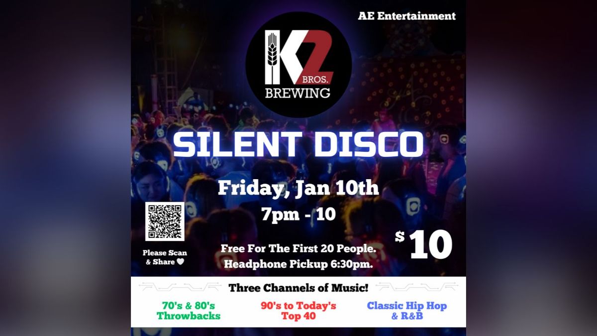 Silent Disco at K2 Brewing, Empire Blvd. Fri, Jan 10th. 7pm