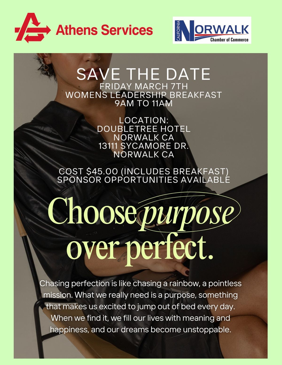 CHOOSE PURPOSE OVER PERFECT WOMENS LEADERSHIP BREAKFAST