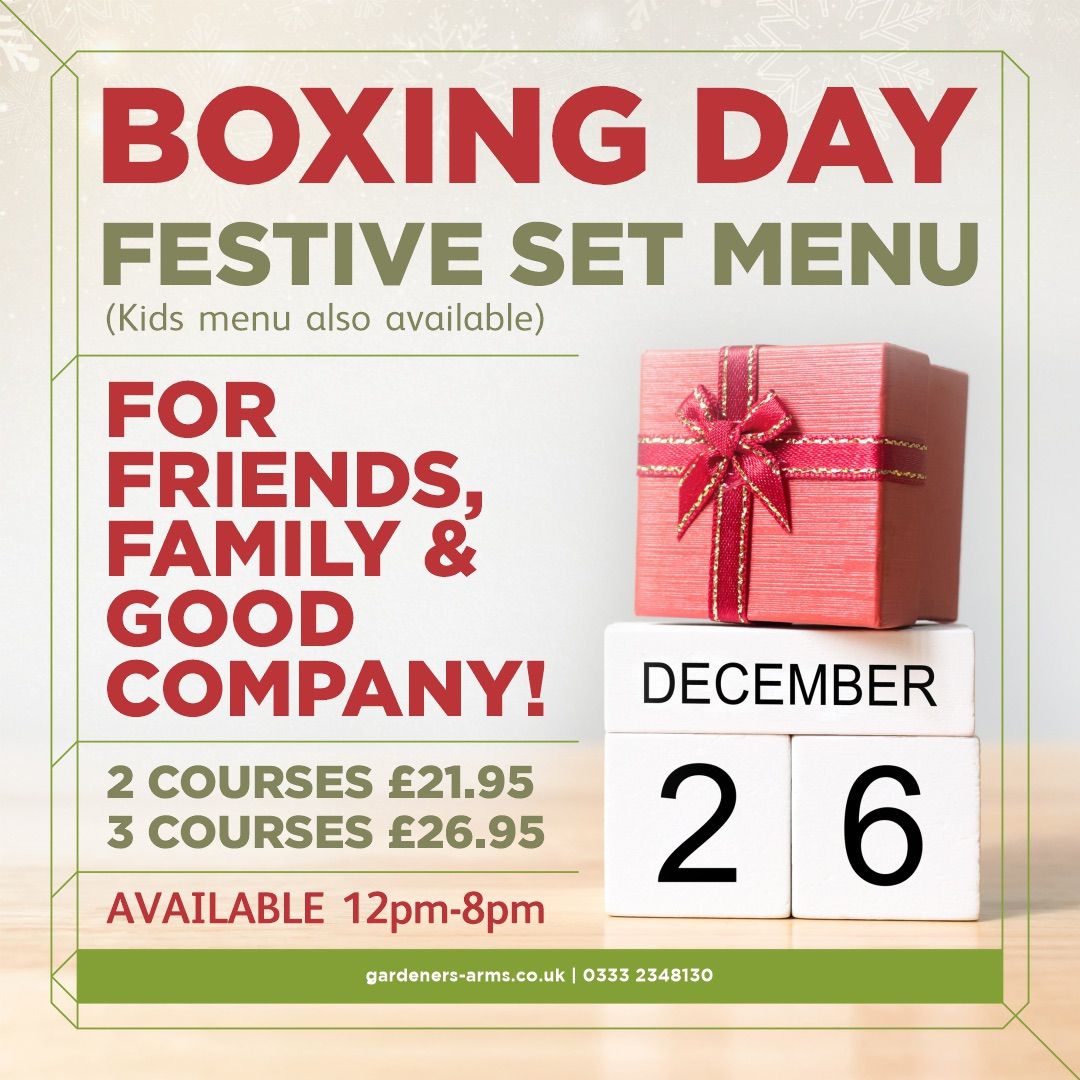 BOXING DAY FESTIVE SET MENU 