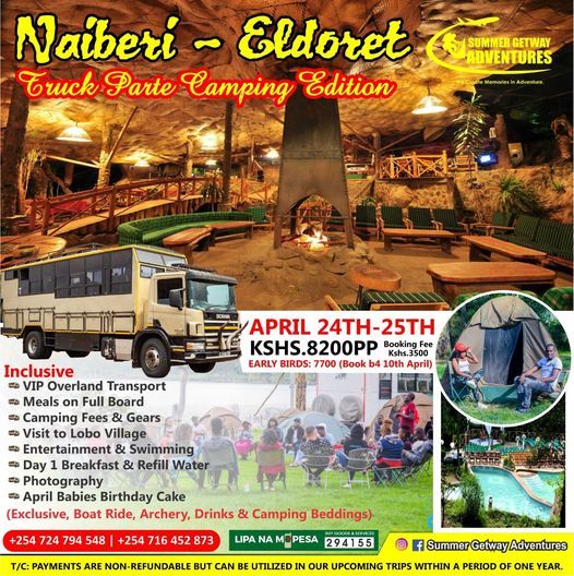 Naiberi camping -Eldoret 2 days 1 night@8200
