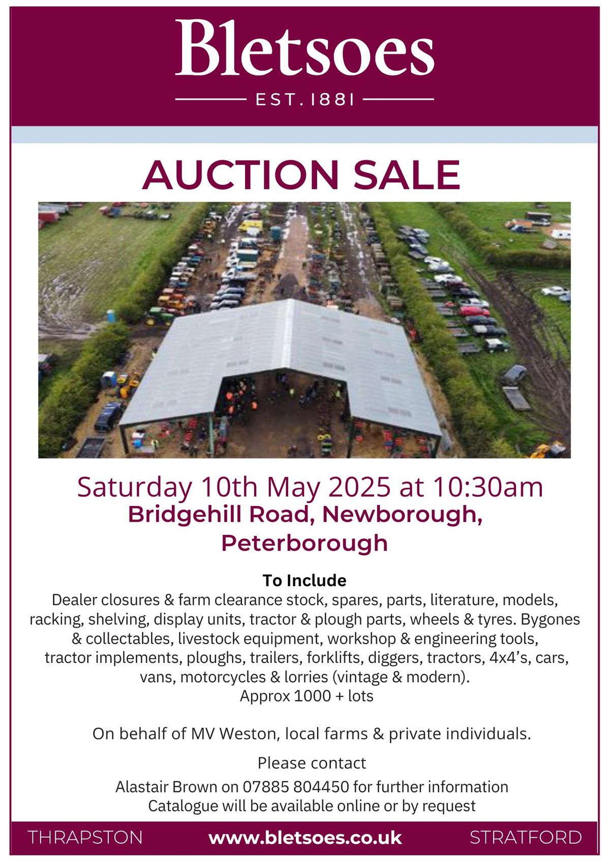 Spring Auction Sale on Saturday May 10th 2025