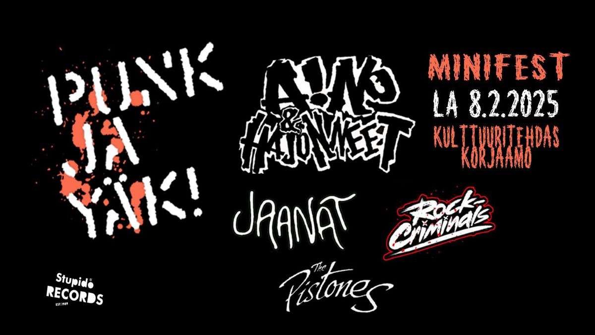 Punk ja Y\u00e4k Minifest: Aino & Hajonneet, Jaanat, The Pistones, Rock-Criminals