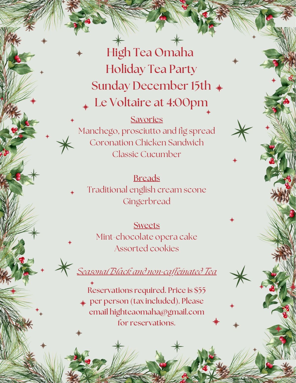 Holiday Tea Time at Le Voltaire French Restaurant