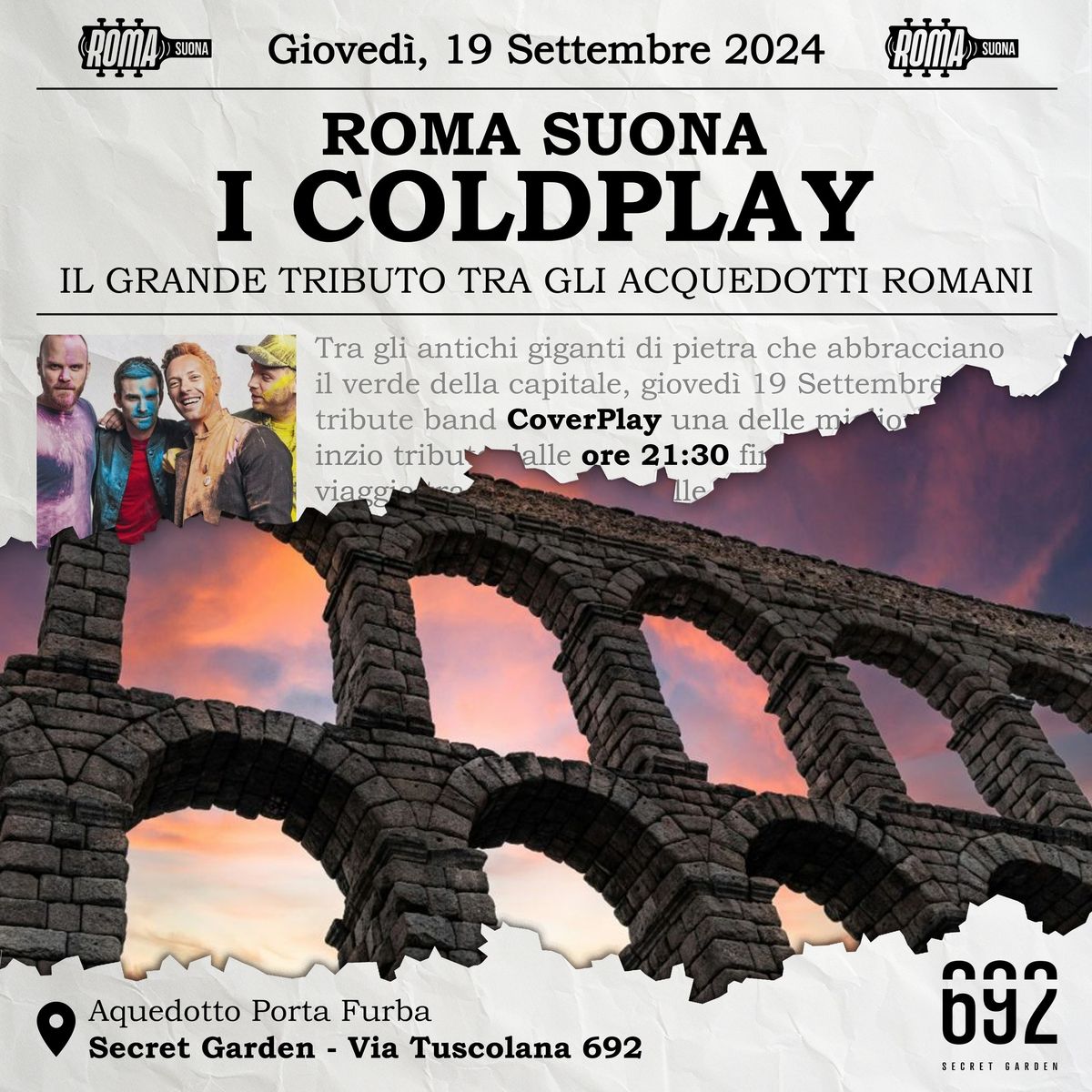 Roma suona i Coldplay | Tribute-Show tra gli Acquedotti Romani