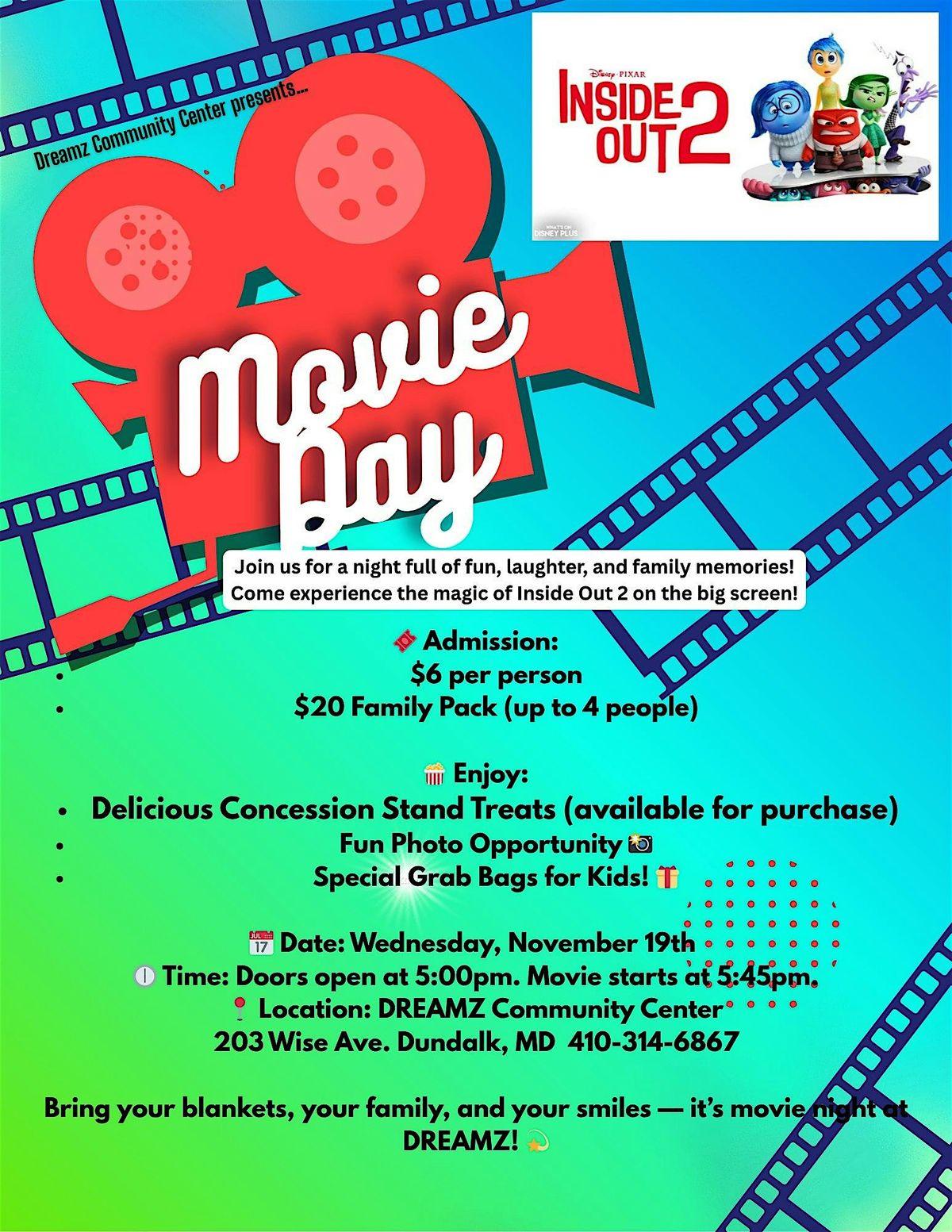 \u2728INSIDE OUT 2\u2728Movie Day at DREAMZ  Community Center