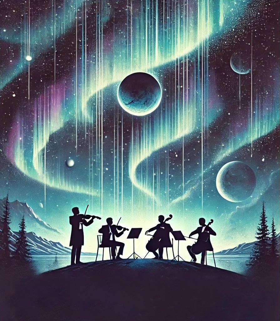 Celestial Strings: A Journey Through Space and the Northern Lights