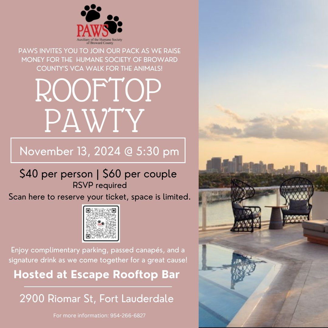 PAWS Pack fundraiser at the Escape Rooftop Bar