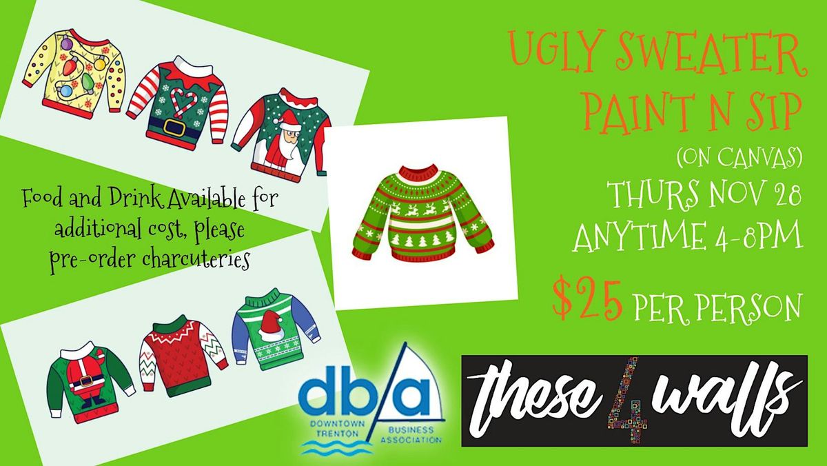 Ugly Sweater Paint N Sip on canvas for the DBIA Griswold Christmas Craze