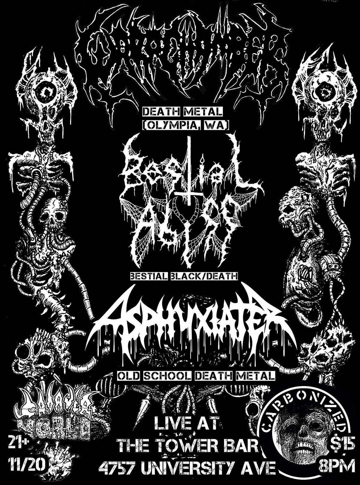 Warp Chamber, Bestial Abyss, Asphyxiater Live at The Tower Bar