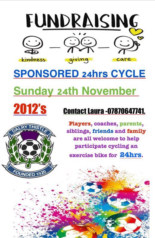 Dalry Thistle fundraiser for 2012 team by cycling for 24 hours