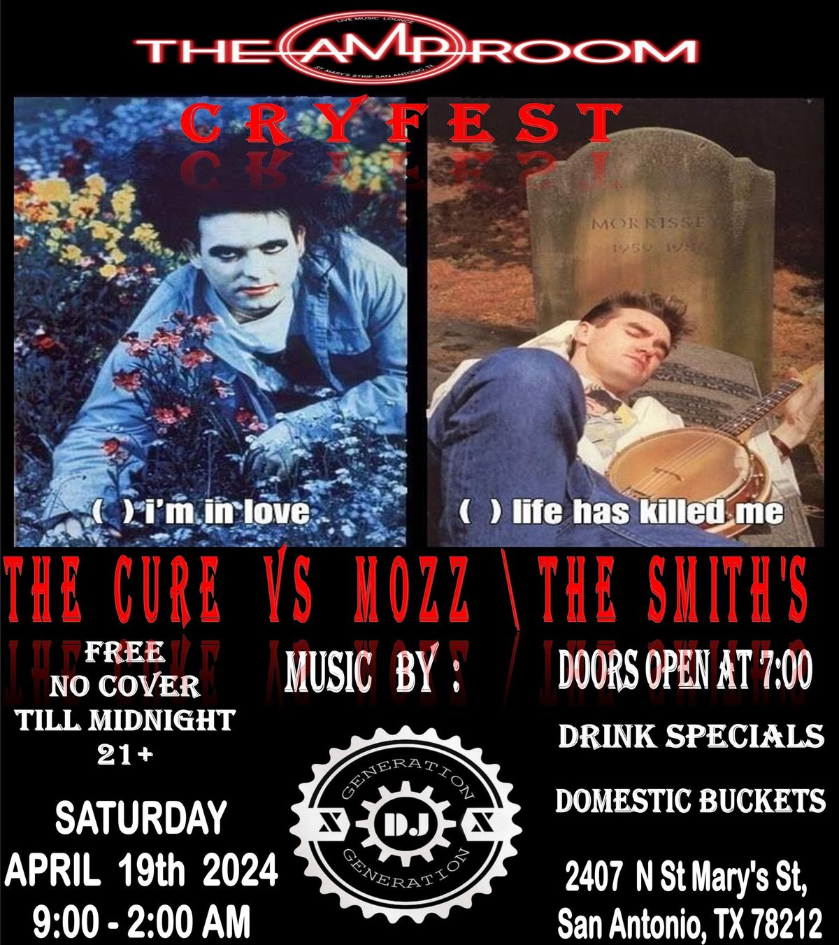 Cryfest - The Cure vs  MOZzzz \\ The Smith's  Dance Party