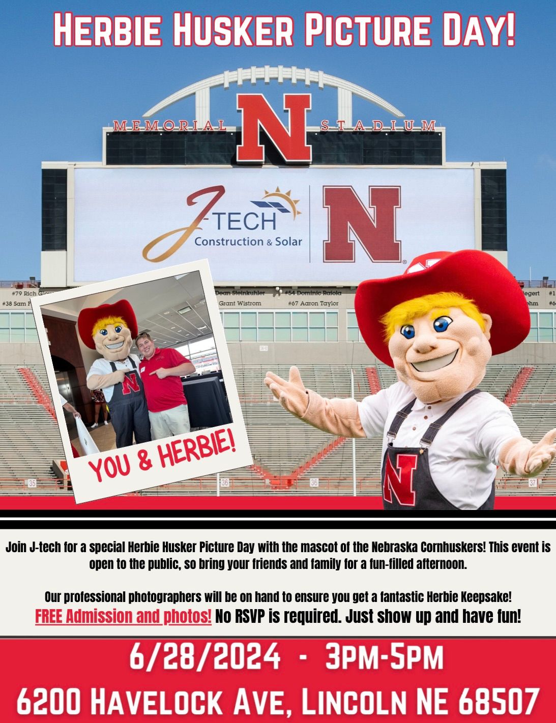 Herbie Husker Picture Day with J-Tech
