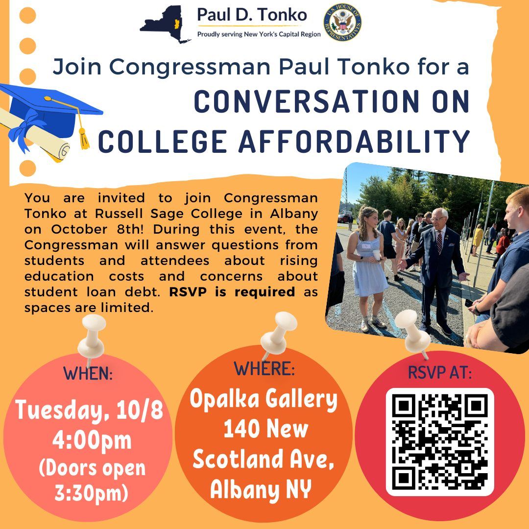 A Conversation on College Affordability with Congressman Paul Tonko