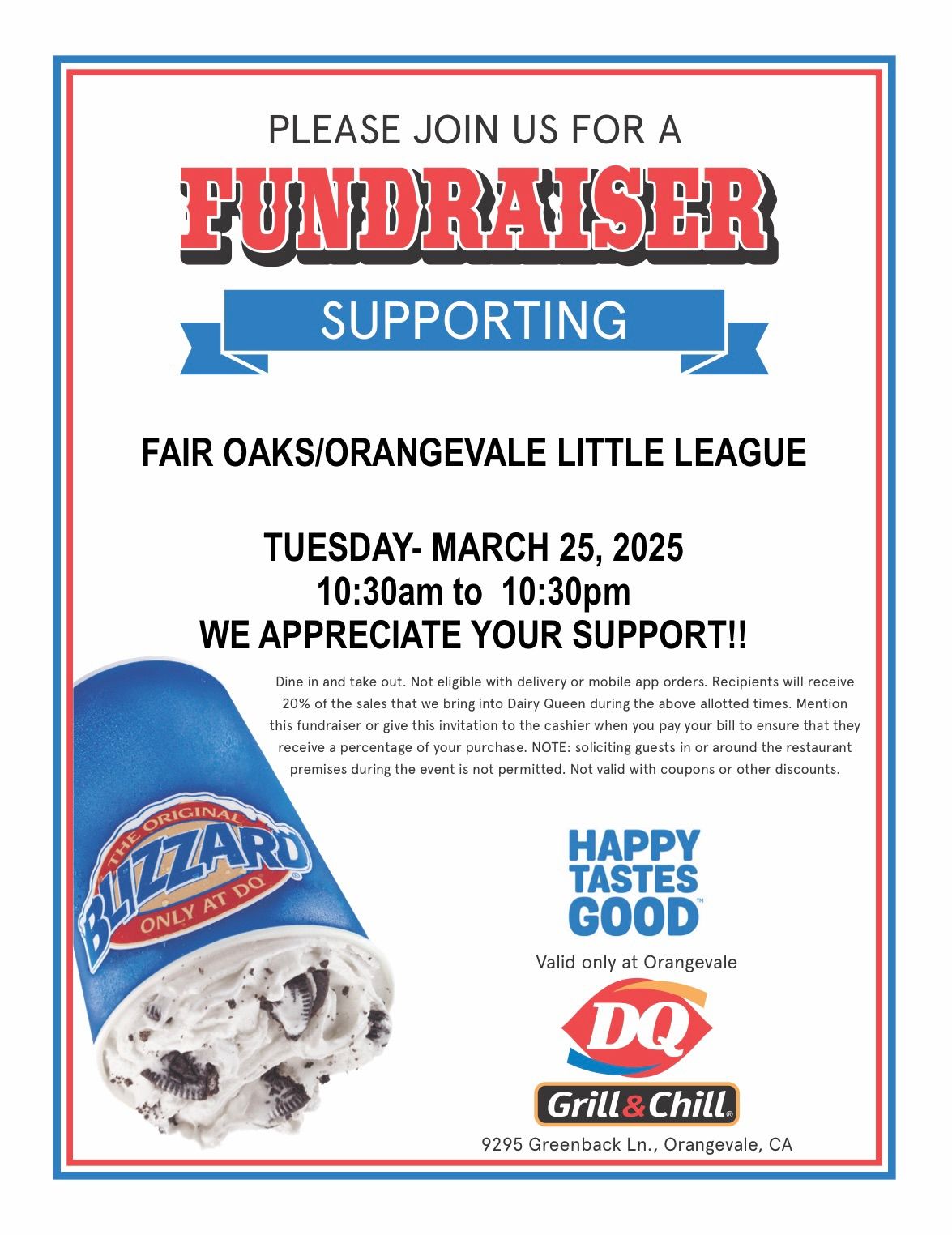 Dairy Queen Fundraiser 