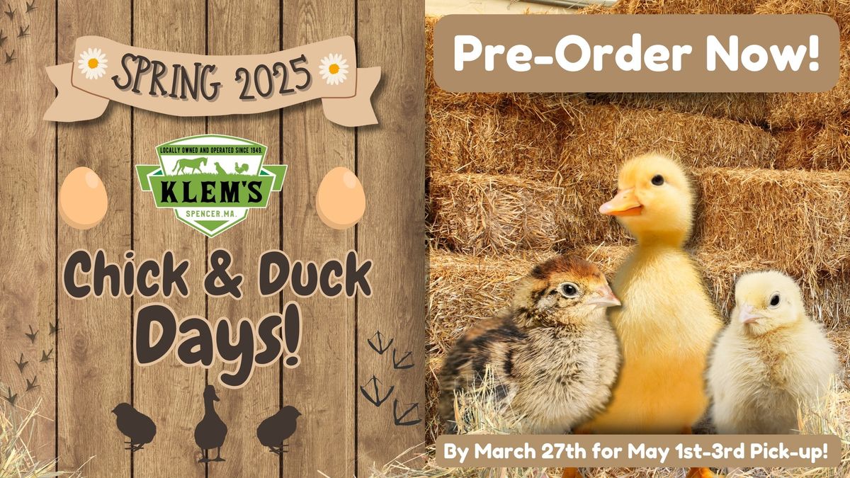 May Chick Days at Klem's (Pre-Order By March 27th)