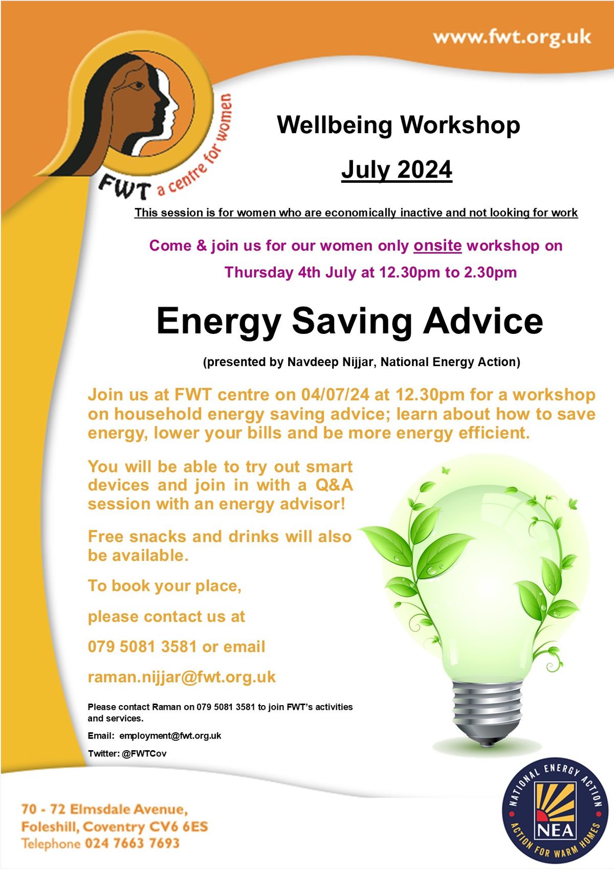 FWT's Energy Advice Wellbeing Workshop