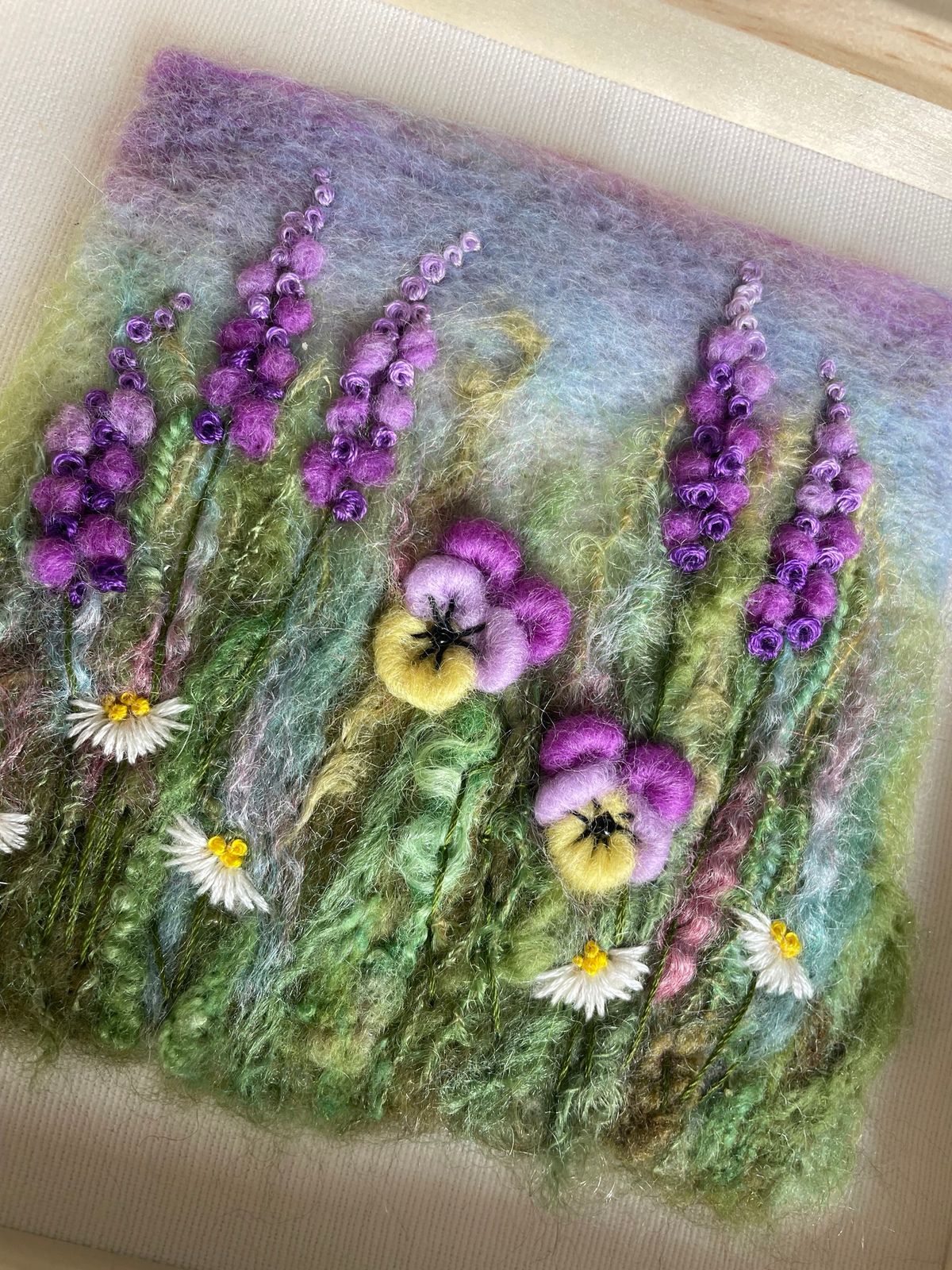 Pansies Landscape Felting & Embroidery Picture Workshop FULLY BOOKED