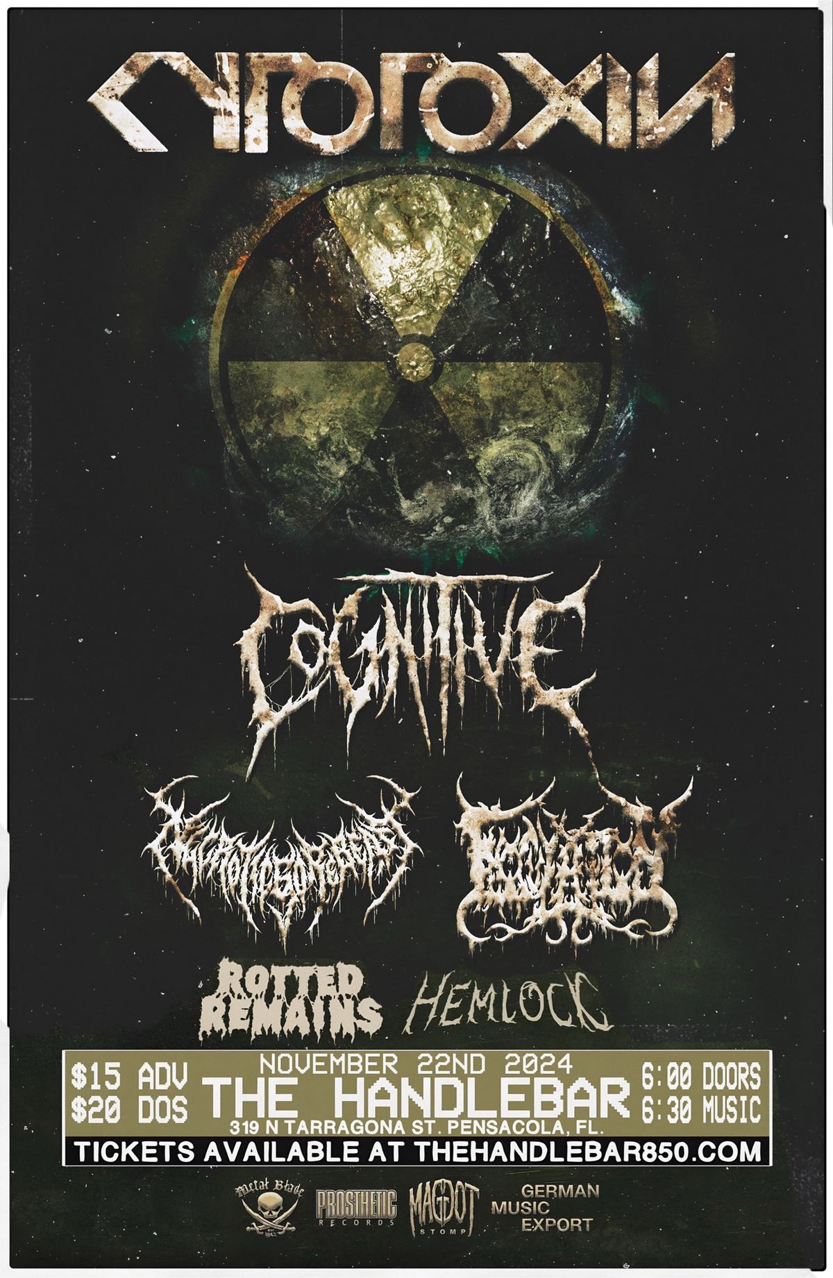 Cytotoxin | Cognitive | Inoculation | Necroticgorebeast| Rotted Remains | Hemlock @ The Handlebar