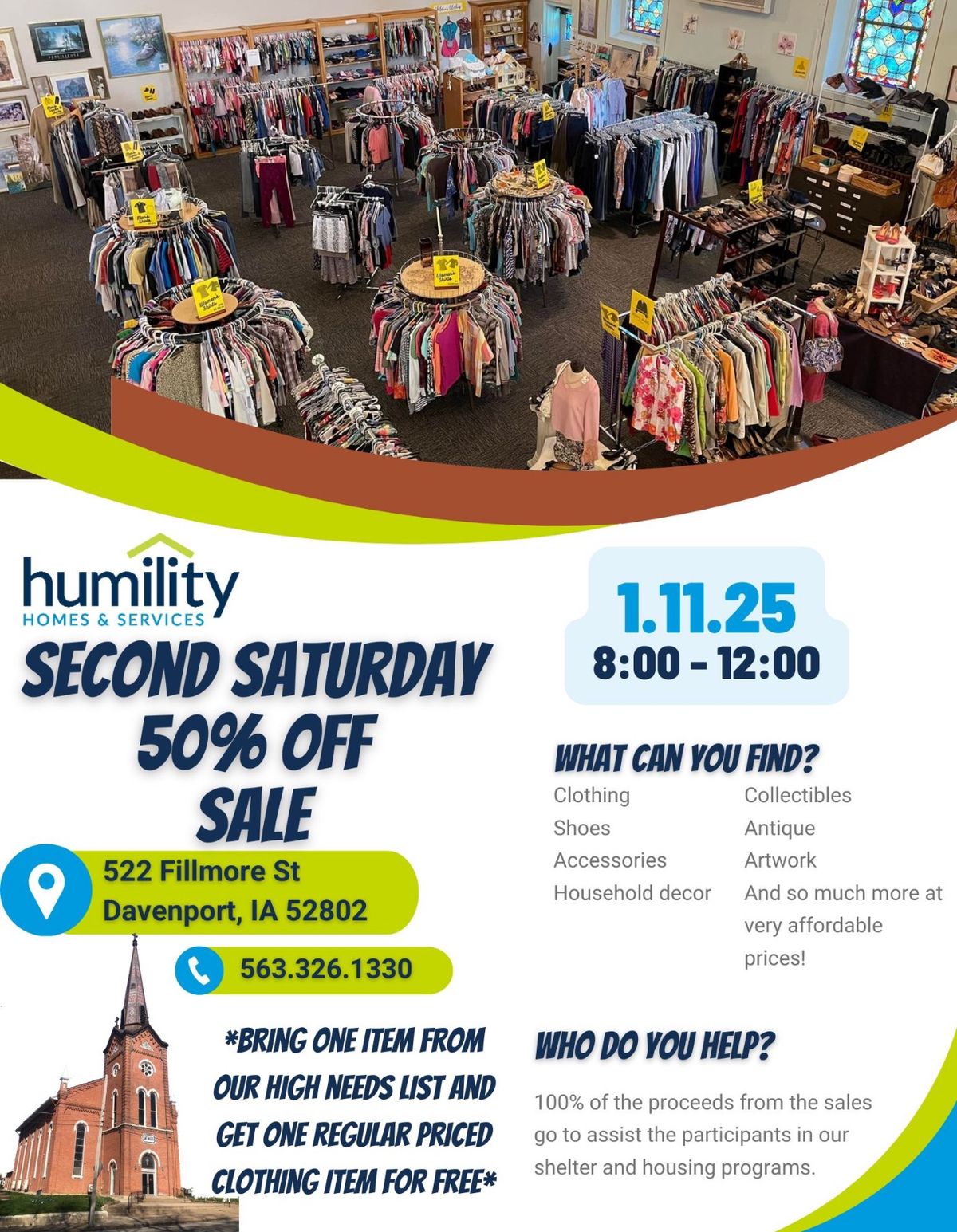 January 1\/2 Price Second Saturday Sale 