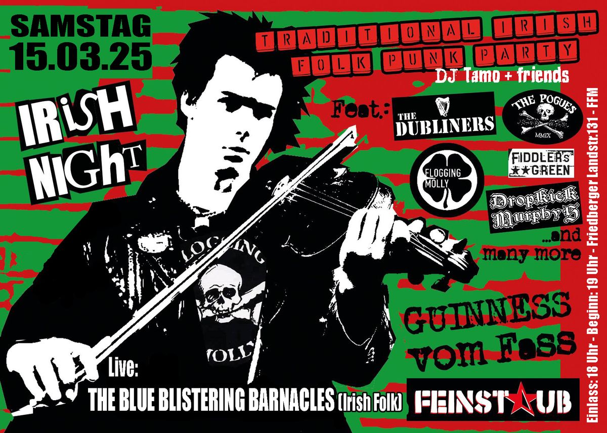 IRISH NIGHT - Live: The Blue Blistering Barnacles (Irish Folk) & Traditional Irish Folk Punk Party 