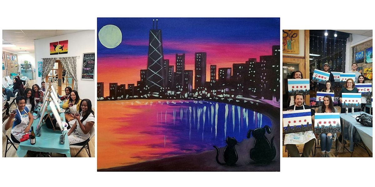 BYOB Sip & Paint Event - "Skyline with cat and dog"