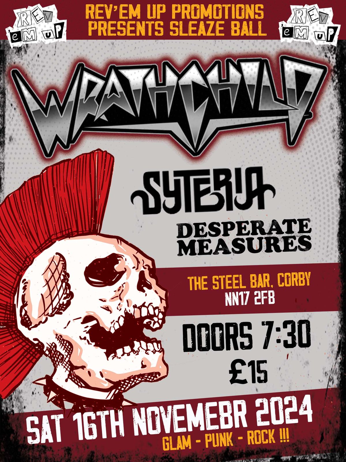 WRATHCHILD + SUPPORT SYTERIA & DESPERATE MEASURES