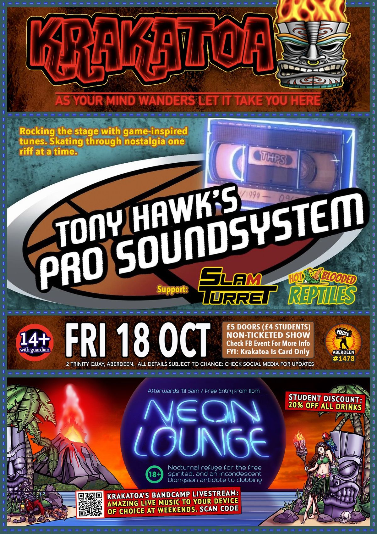 TONY HAWK`S PRO SOUNDSYSTEM with support from SLAM TURRET and HOT BLOODED REPTILES