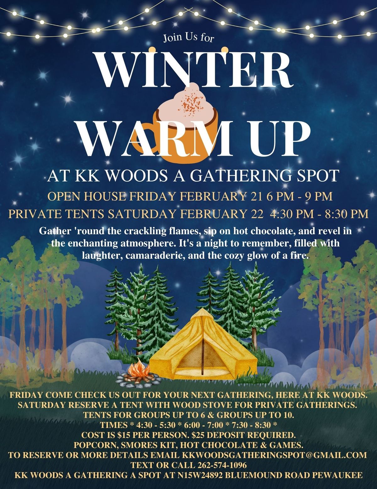 Winter Warm Up at KK WOODS a Gathering Spot