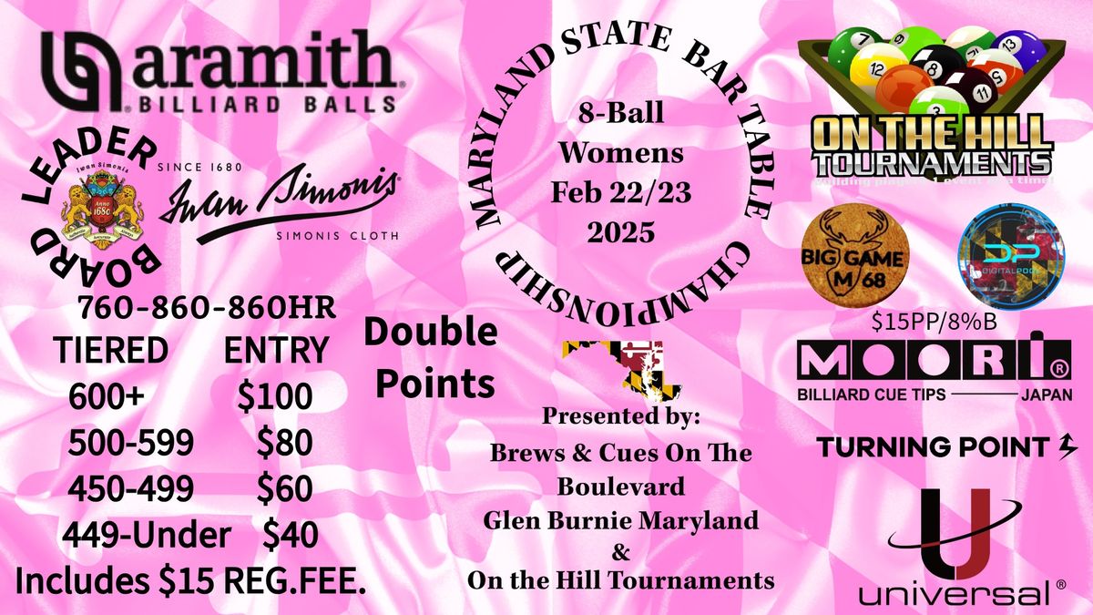 Women's Maryland State 8-Ball Bar Table Championship Presented by On The Hill Tournaments