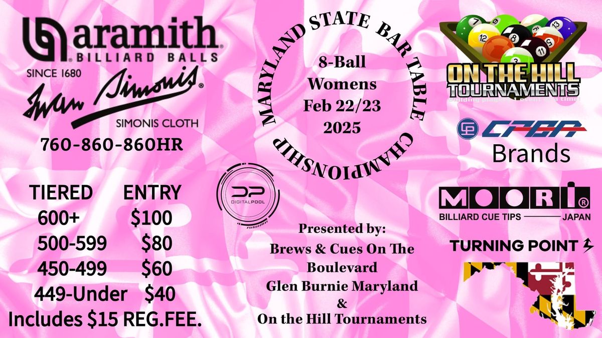 Women's Maryland State 8-Ball Bar Box Championship Presented by On The Hill Tournaments