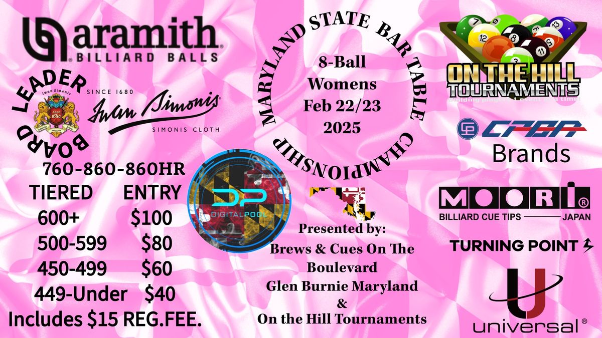 Women's Maryland State 8-Ball Bar Box Championship Presented by On The Hill Tournaments