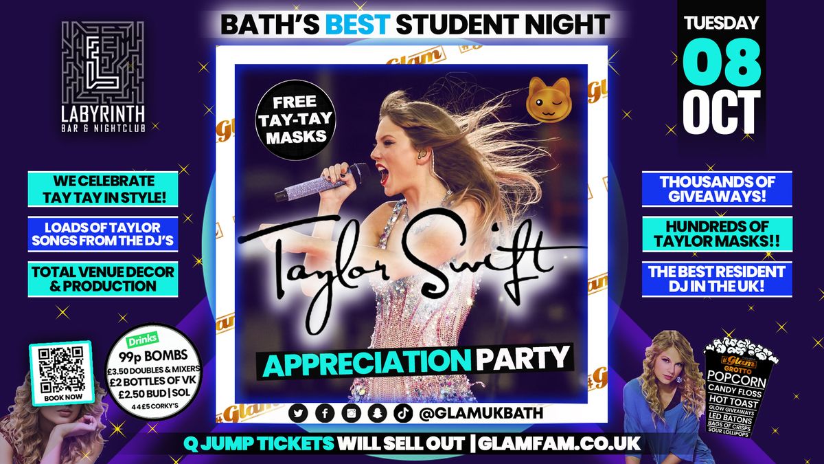 Glam - ? TAYLOR SWIFT APPRECIATION EVENT! ? Bath's Best Student Night | Tuesdays at Labs ?