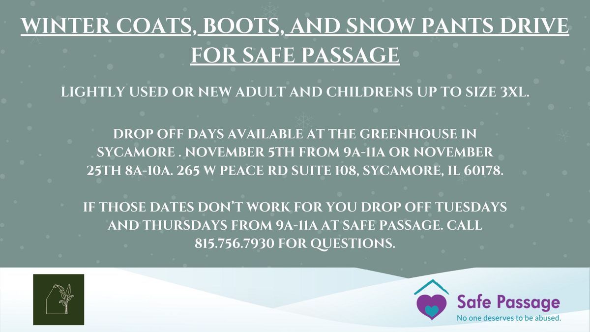 Winter Coats, Boots, and Snow Pants Drive for Safe Passage