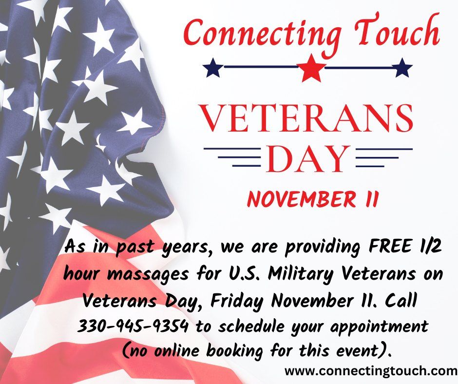 Veterans Day---Free massages  for U.S. Military Veterans