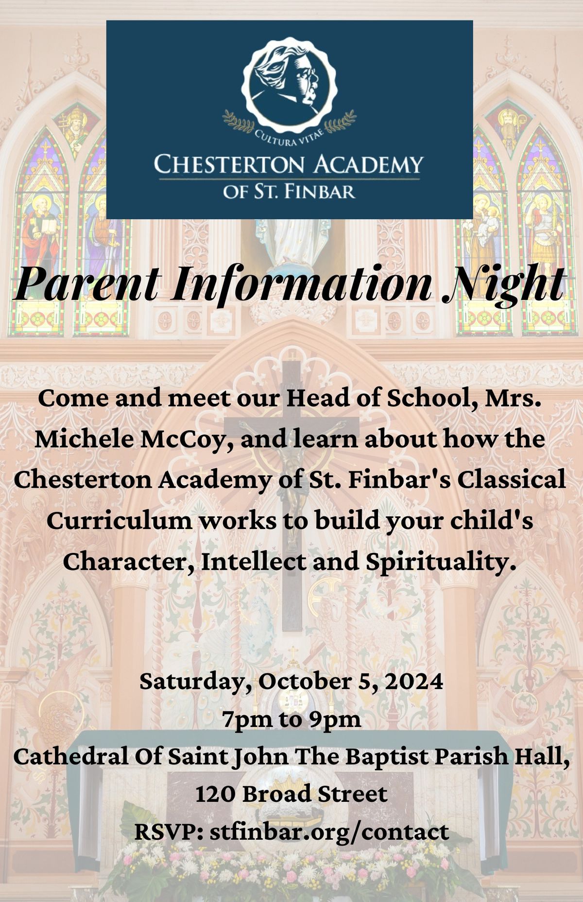 Parents' Night \u2014 Chesterton Academy of St. Finbar