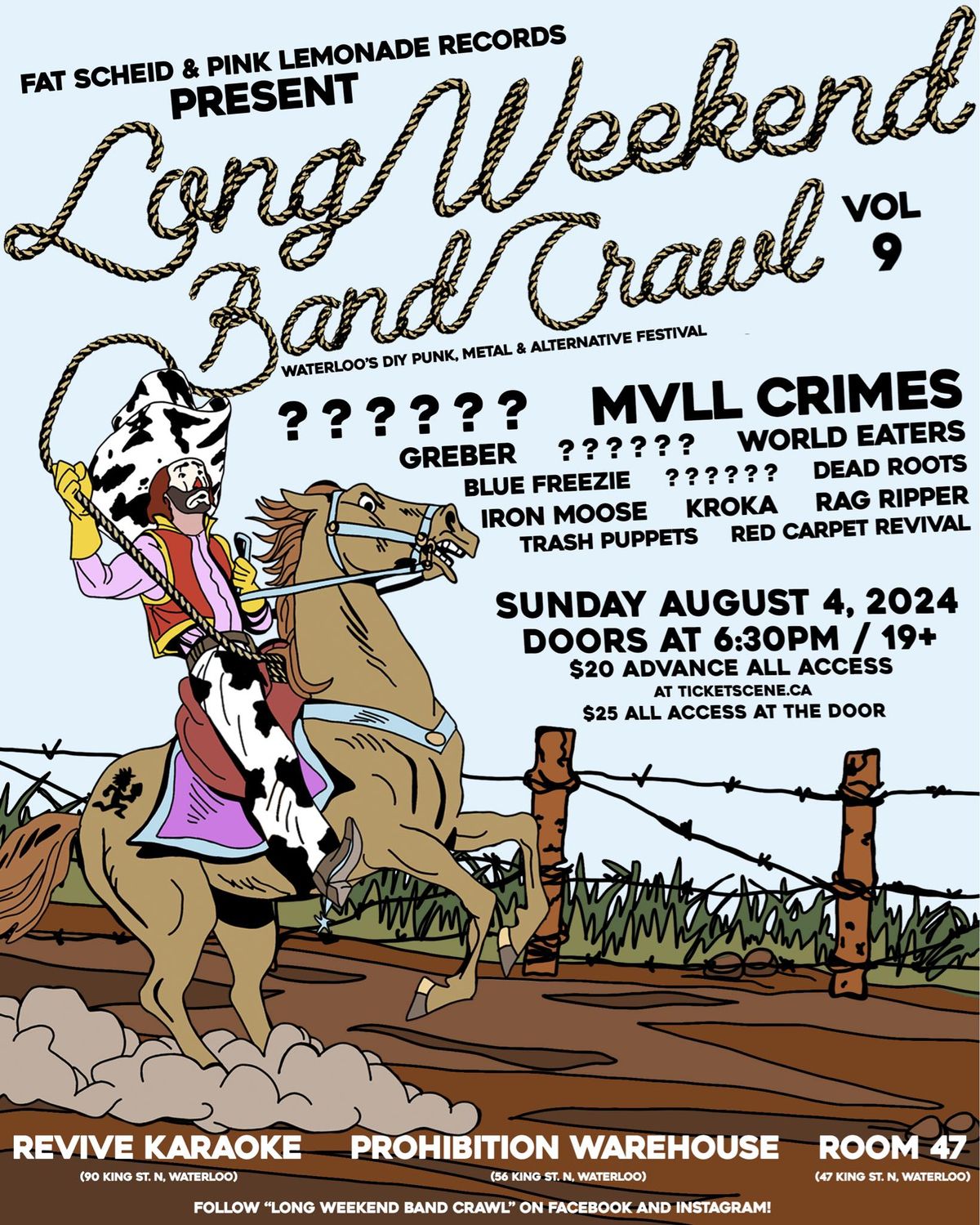 Long Weekend Band Crawl - Sunday, August 4th (Volume 9)